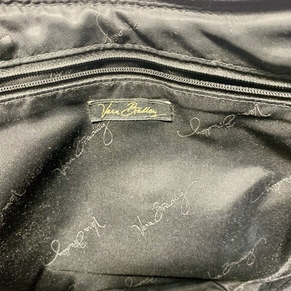 VERA BRADLEY Black Quilted Gold Color Metal Handbag Hobo Style Purse Tote - Picture 8 of 9